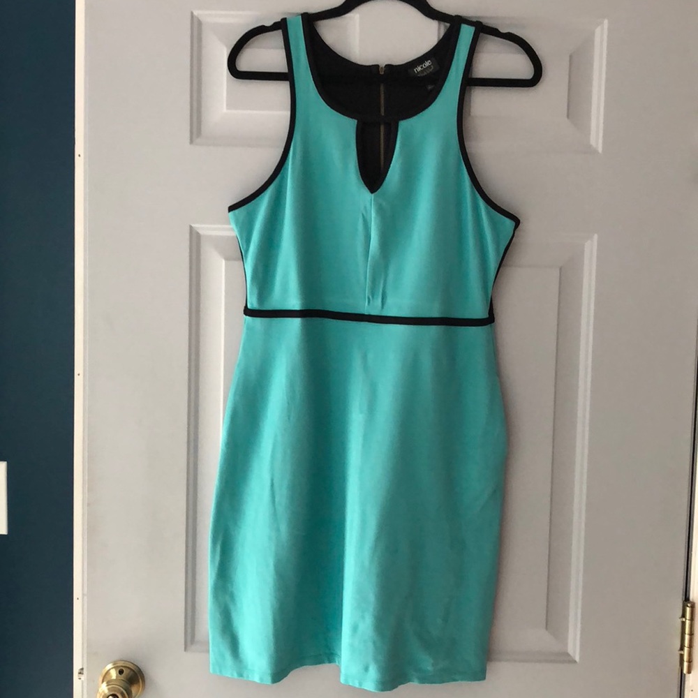 Nicole Miller teal pencil dress